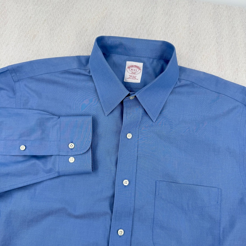 Brooks Brothers 346 Mens 16-34/35 Regular Fit Non-Iron Blue Cotton Dress Shirt
